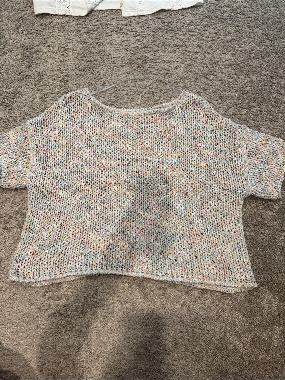 Free People Multicolor Speckled Knit Crop Sweater